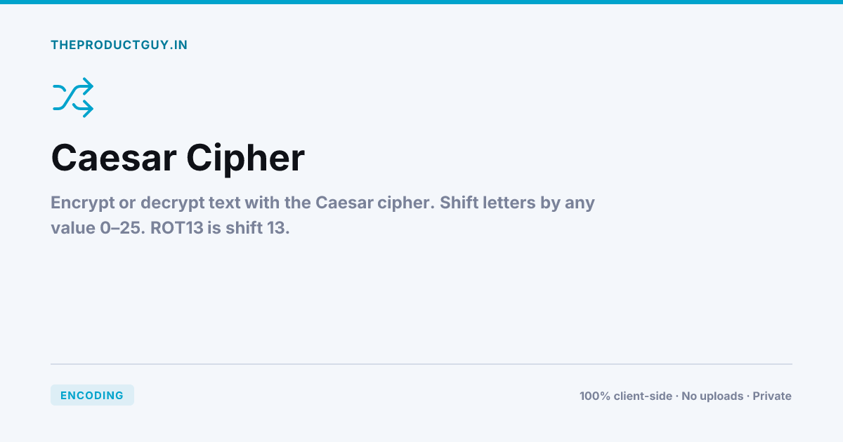 Caesar Cipher — Free Online Tool | theproductguy.in