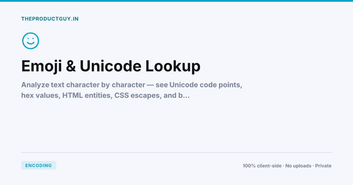 Emoji & Unicode Lookup — Free Online Tool | theproductguy.in
