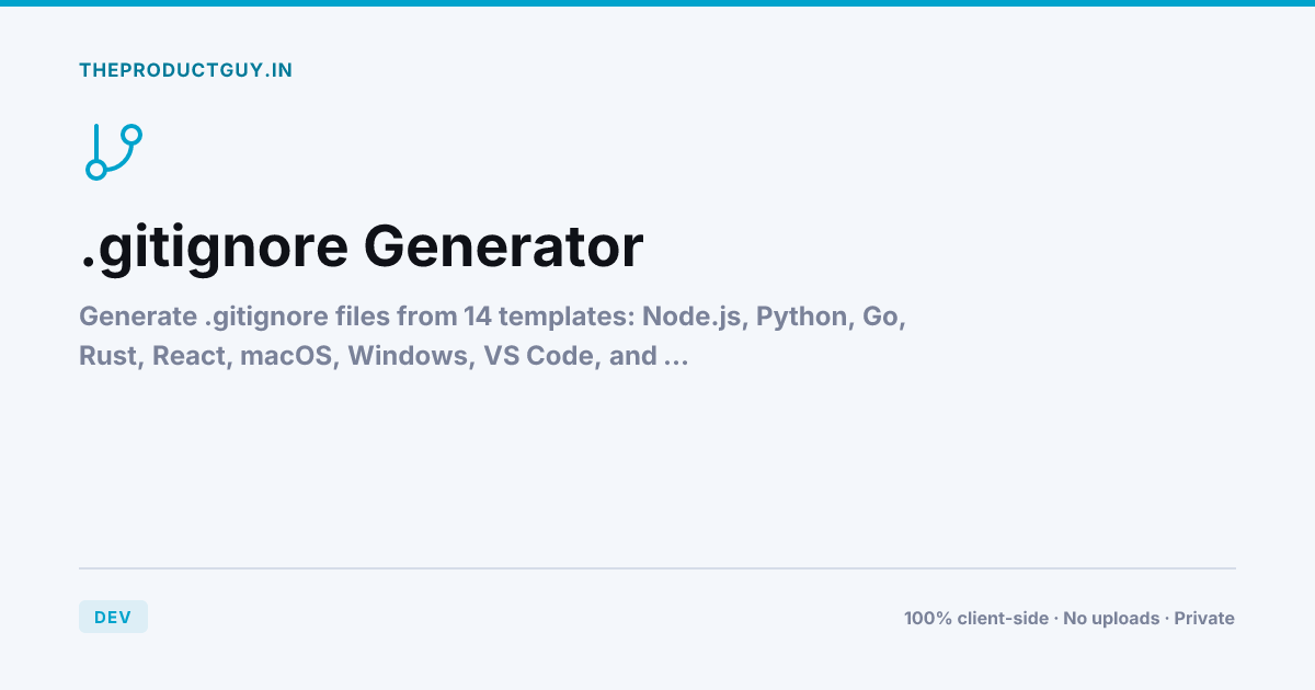 .gitignore Generator — Free Online Tool | theproductguy.in