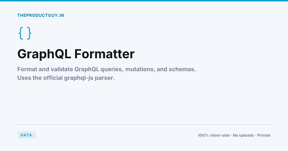 GraphQL Formatter — Free Online Tool | theproductguy.in