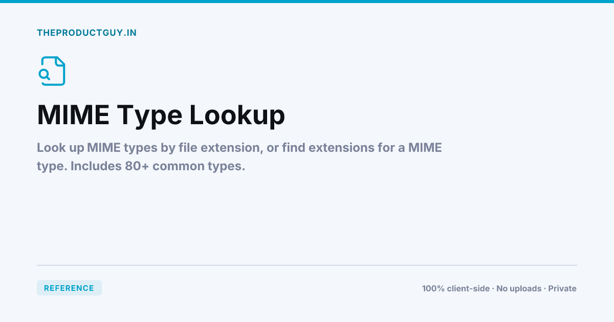 MIME Type Lookup — Free Online Tool | theproductguy.in