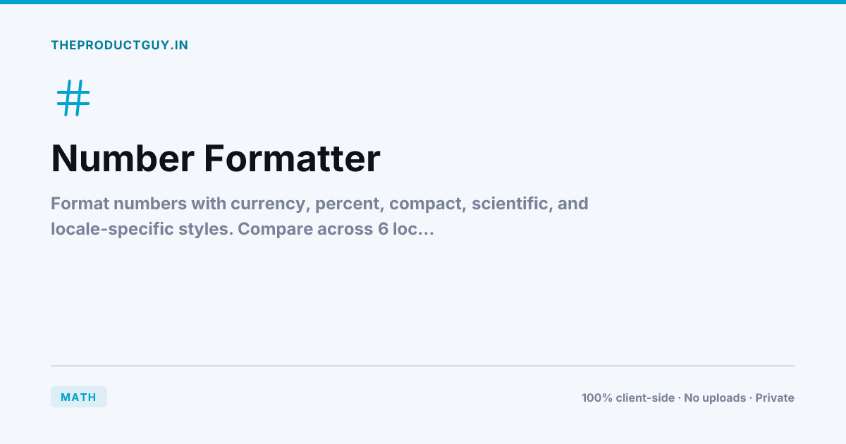 Number Formatter — Free Online Tool | theproductguy.in