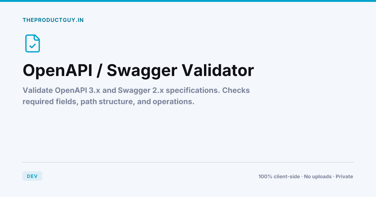 OpenAPI / Swagger Validator — Free Online Tool | theproductguy.in