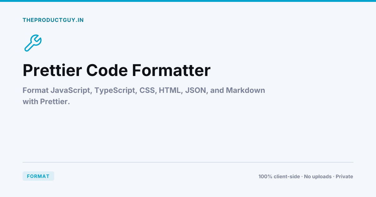 Prettier Code Formatter — Free Online Tool | theproductguy.in