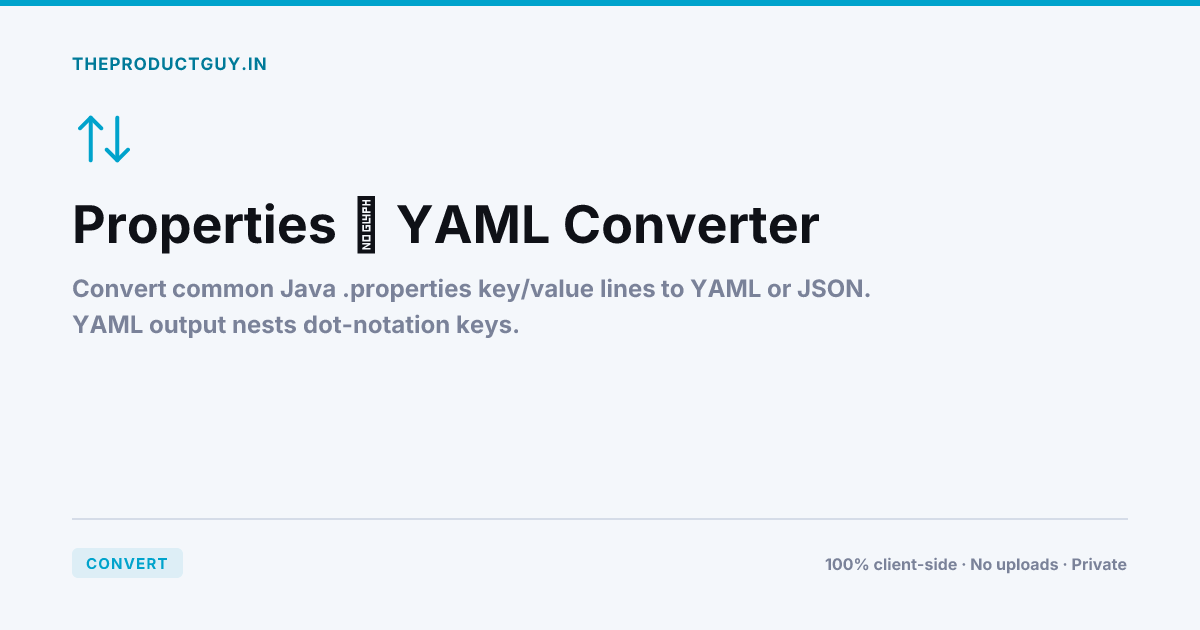 Properties ↔ YAML Converter — Free Online Tool | theproductguy.in