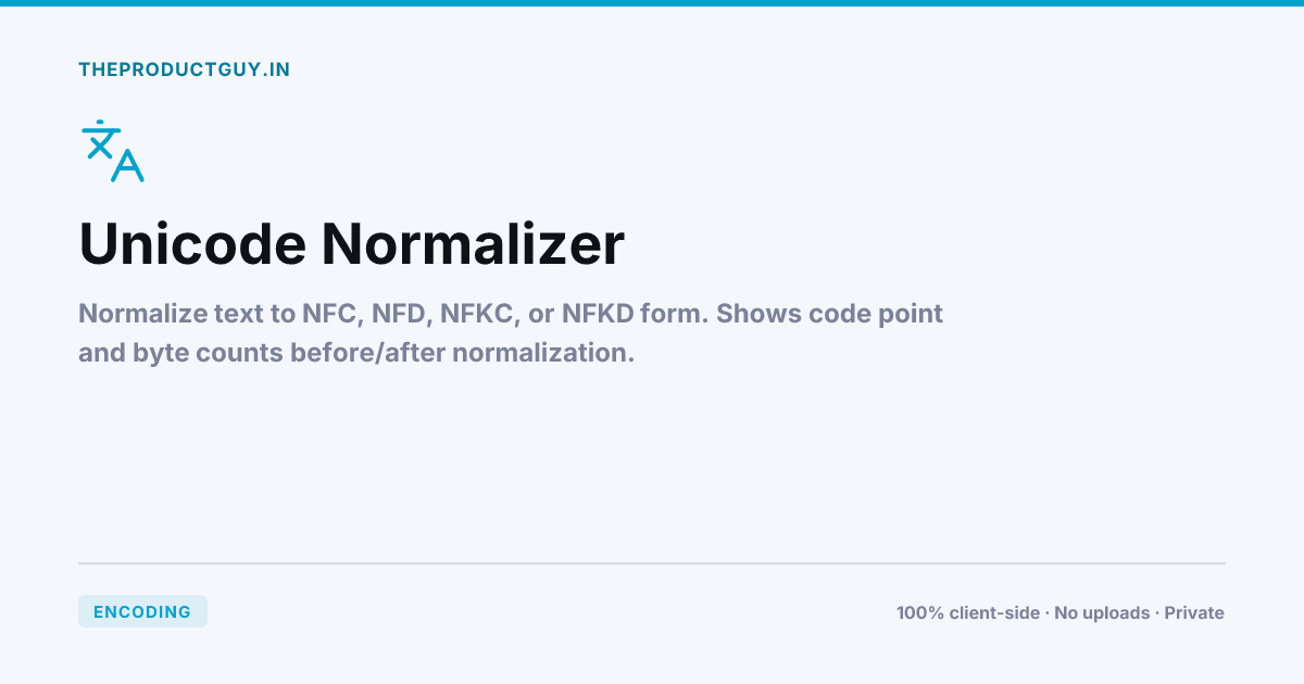 Unicode Normalizer — Free Online Tool | theproductguy.in